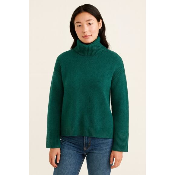 J.Crew Supersoft Yarn Turtleneck Sweater Women S Green Wool Alpaca Blend Cozy - Picture 15 of 15
